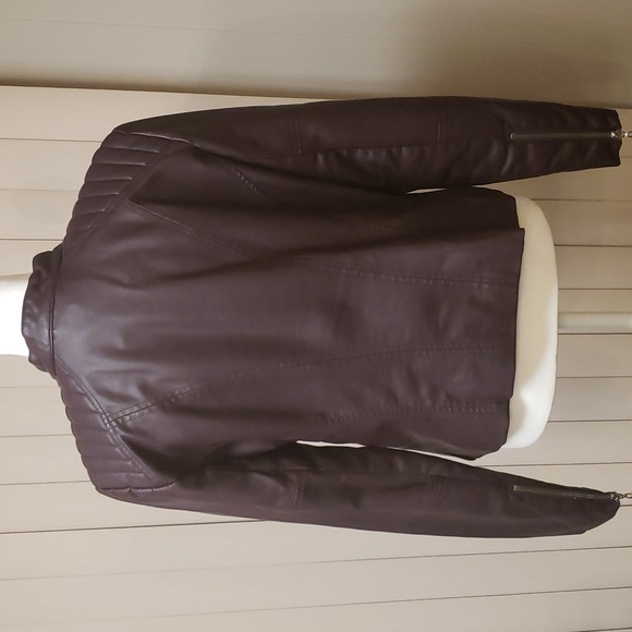 New York & Co Burgundy Faux Leather Jacket Sz M - Picture 9 of 15